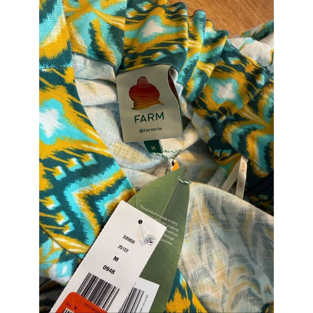 NWT Farm Rio Women's Linen Tropical Tapestry Halter Maxi Dress Off-White Medium - Picture 7 of 11